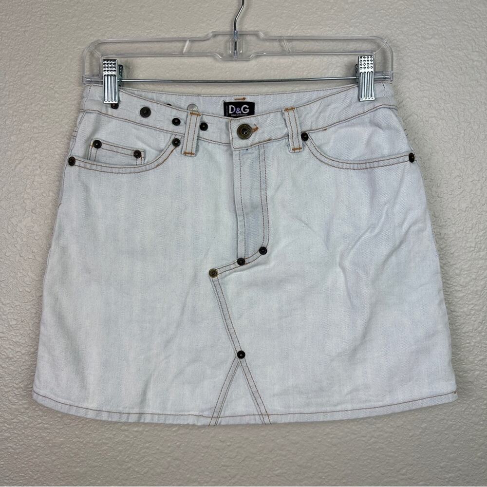 Dolce & Gabbana Womens Size 26 Denim Mini Skirt Light Wash Vintage Y2K VTG HTF